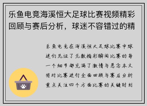 乐鱼电竞海溪恒大足球比赛视频精彩回顾与赛后分析，球迷不容错过的精彩瞬间